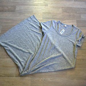 NWT Old Navy Linen Scoopneck Side Slit Heathered Gray Maxi Dress Size Small